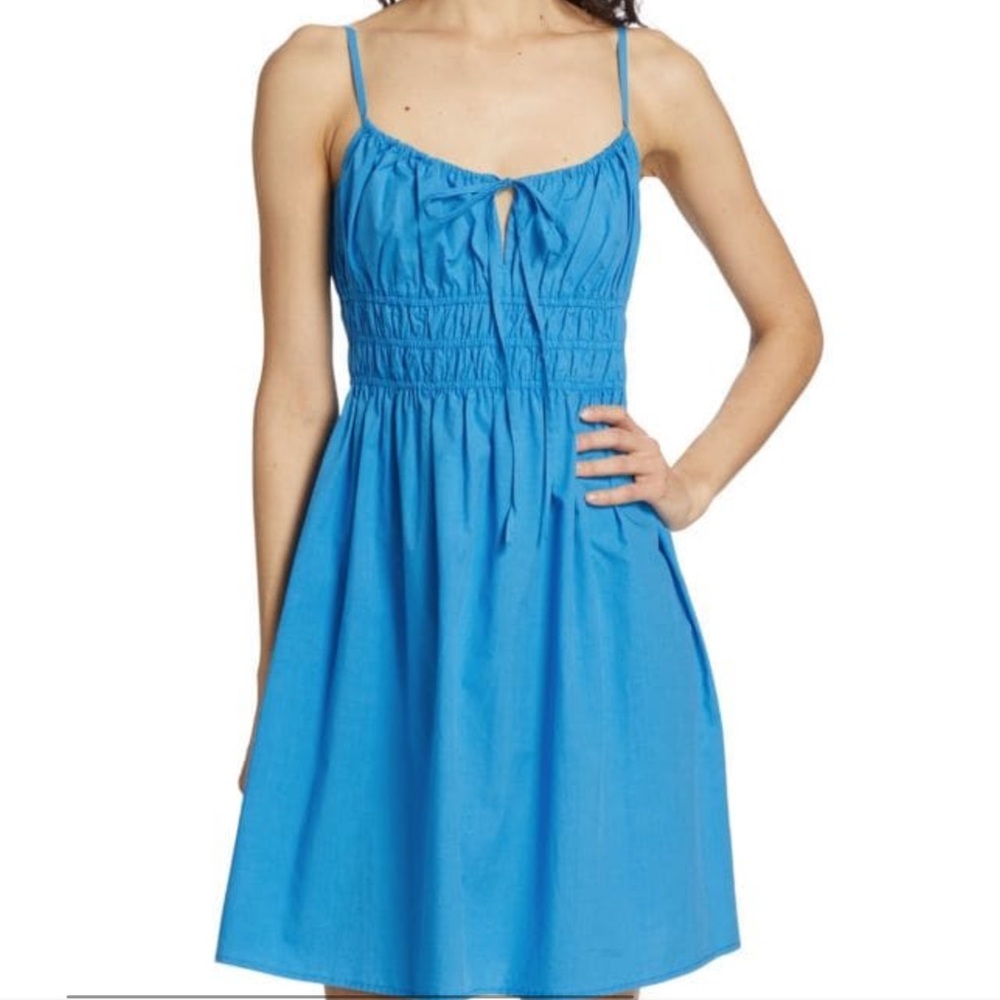 Rails Miriam Smocked Minidress In Ocean Blue - image 1